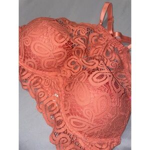 NWT PUSH-UP PINK VICTORIA'S SECRET Lace Coral Bralette | M